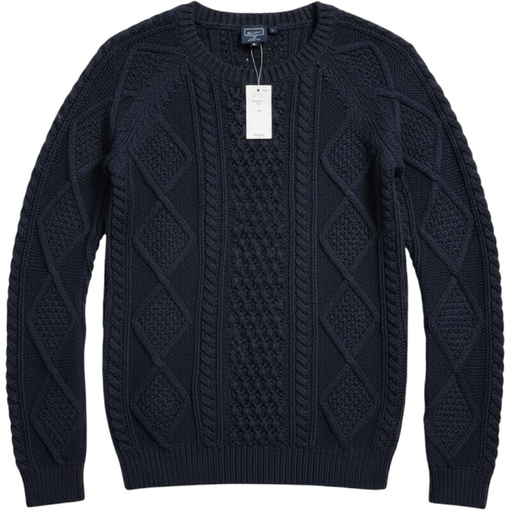 Gap Womens Navy Blue Aran Cable Knit Cotton Pullover Sweater XS 718339-02-1